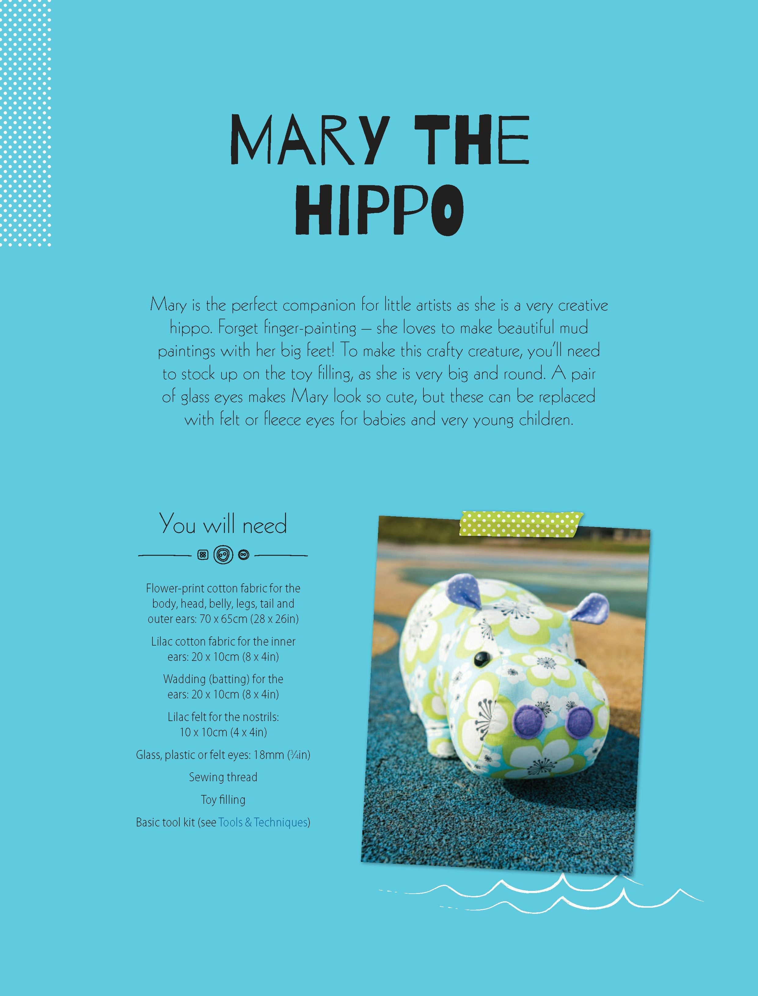 Book cover image for Mary the Hippo Soft Toy Pattern ISBN: 9781446369845